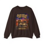 Interplanetary Pit Stop Crewneck Sweatshirt — Retro Space Roadtrip Graphic