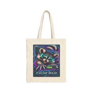 Midnight Cache Raid — Neon Cyber Raccoon Graphic Tote