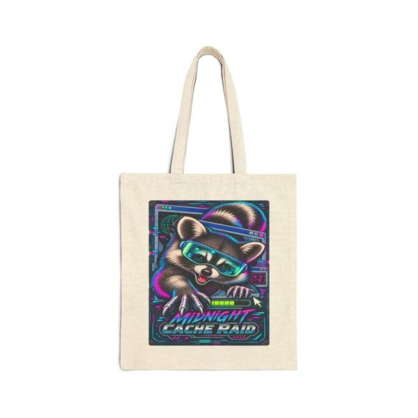 Midnight Cache Raid — Neon Cyber Raccoon Graphic Tote