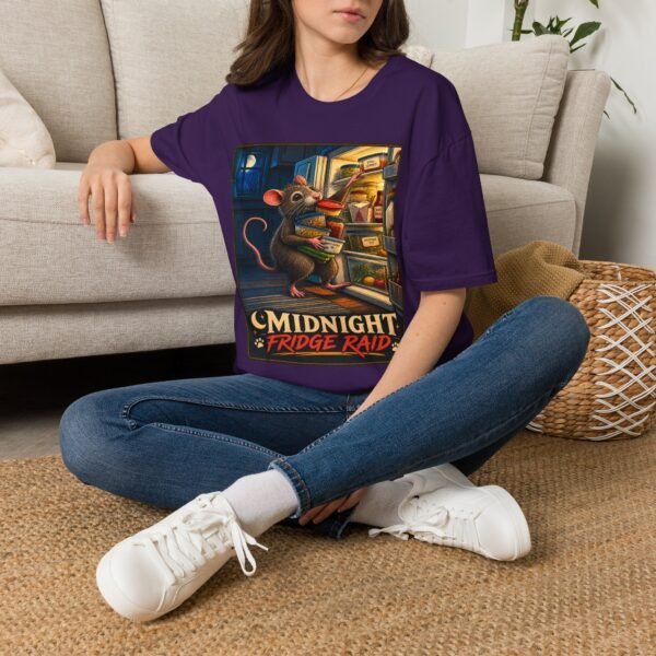 Midnight Fridge Raid T-Shirt — Cute Mouse Illustration
