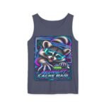 Midnight Cache Raid Tank Top — Retro Neon Raccoon Graphic Tank