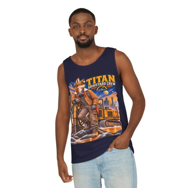 Titan Graveyard Crew Tank Top — Construction Fox Graphic Worksite Tee