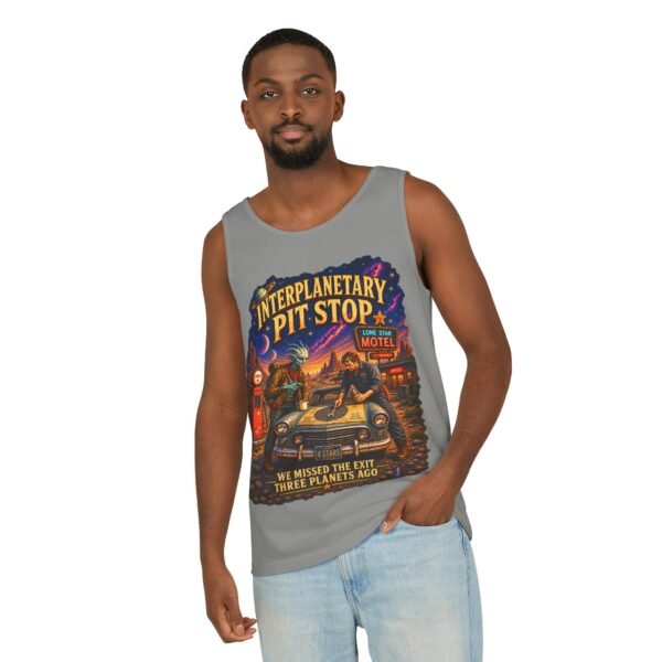 Interplanetary Pit Stop Tank Top — Retro Space Road Trip Graphic