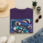 Midnight Cache Raid T‑Shirt — Neon Cyber Raccoon Graphic Tee