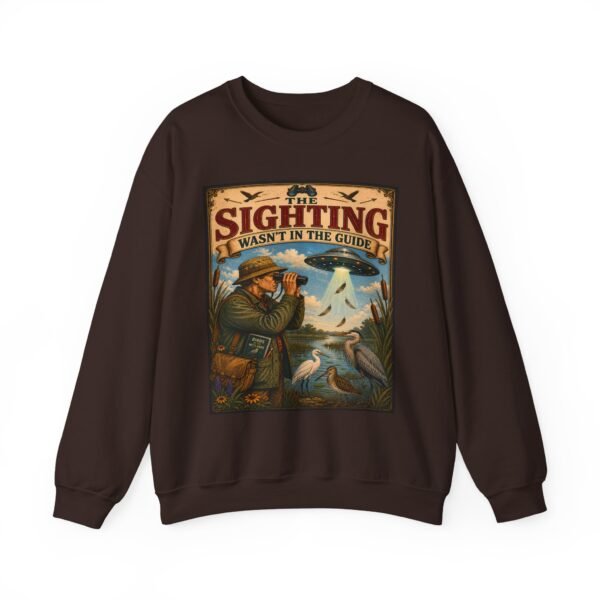 Birdwatching Crewneck Sweatshirt — “The Sighting Wasn’t in the Guide” Vintage Nature Graphic