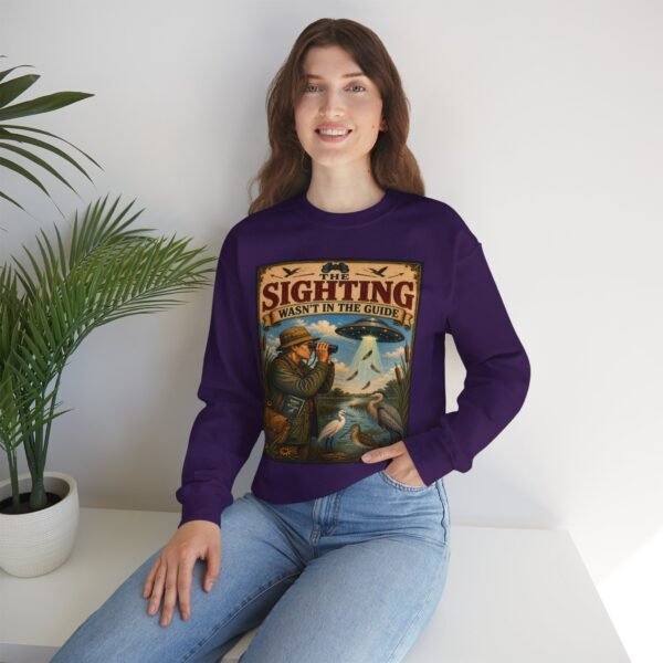 Birdwatching Crewneck Sweatshirt — “The Sighting Wasn’t in the Guide” Vintage Nature Graphic