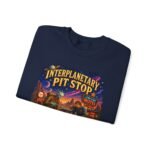 Interplanetary Pit Stop Crewneck Sweatshirt — Retro Space Roadtrip Graphic