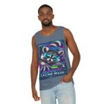 Midnight Cache Raid Tank Top — Retro Neon Raccoon Graphic Tank