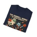Halloween Alien Crew T‑Shirt — “The Doorbell Works in Zero Gravity” Retro Space Costume Tee