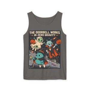 Alien Halloween Tank Top — “The Doorbell Works in Zero Gravity” Graphic