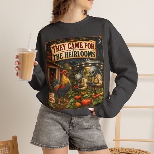 They Came For The Heirlooms Crewneck Sweatshirt — Vintage Garden Harvest Graphic