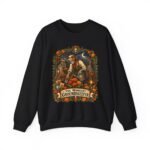 Midnight Groundskeeper Skeleton Gardener Crewneck Sweatshirt — Halloween Pumpkin Patch Graphic