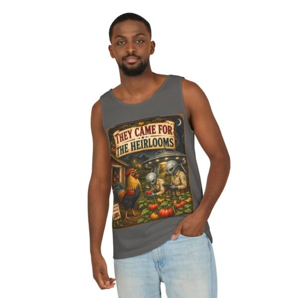 Tank Top — "They Came for the Heirlooms" Retro Alien Harvest Graphic