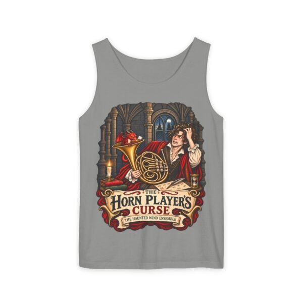 Horn Player's Curse Tank Top — Gothic Horn Music Graphic Tee