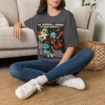Halloween Alien Crew T‑Shirt — “The Doorbell Works in Zero Gravity” Retro Space Costume Tee