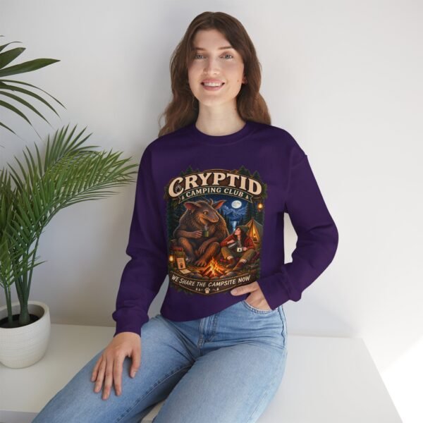 Cryptid Camping Club Sweatshirt — 'We Share the Campsite Now' Cozy Crewneck