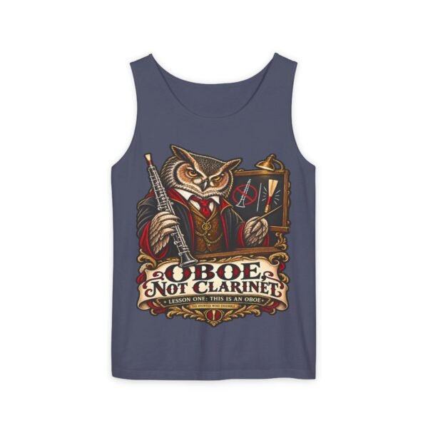 Clarinet Tank Top — "OBOE, Not Clarinet" Owl Musician Graphic Tank