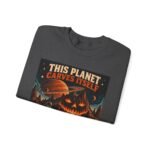 Halloween Astronaut Sweatshirt — "This Planet Carves Itself" Vintage Horror Crewneck