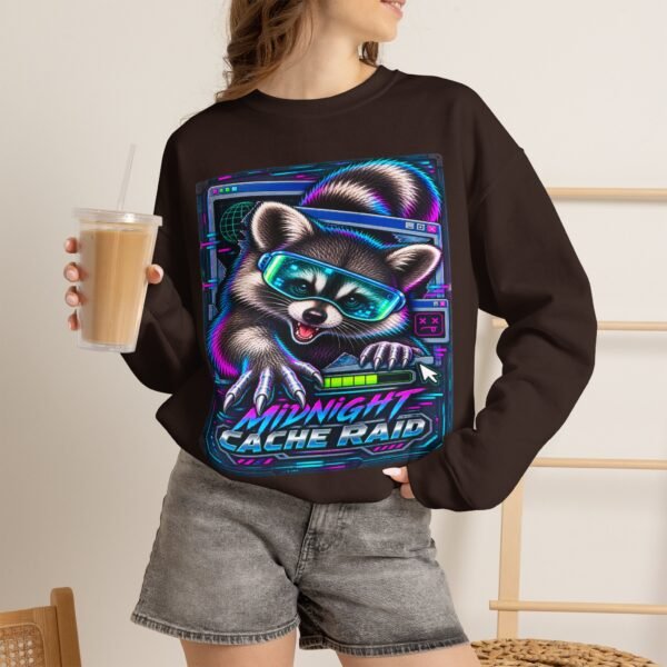 Midnight Cache Raid Sweatshirt — Retro Raccoon Graphic Crewneck