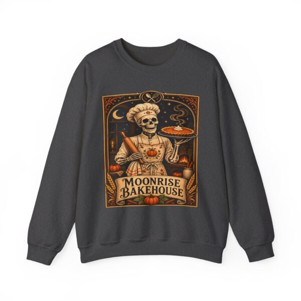 Moonrise Bakehouse Sweatshirt — Halloween Skeleton Baker Pullover