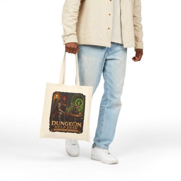 Dungeon Help Desk Tote Bag — Funny RPG Gamer Cotton Canvas Tote