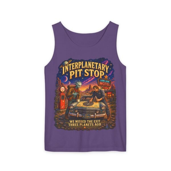 Interplanetary Pit Stop Tank Top — Retro Space Road Trip Graphic