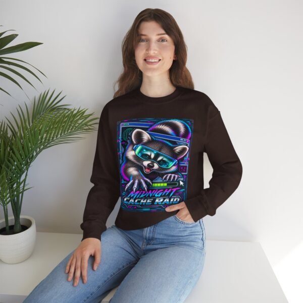 Midnight Cache Raid Sweatshirt — Retro Raccoon Graphic Crewneck