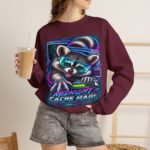 Midnight Cache Raid Sweatshirt — Retro Raccoon Graphic Crewneck