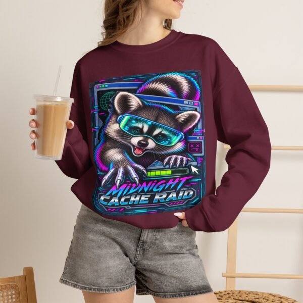 Midnight Cache Raid Sweatshirt — Retro Raccoon Graphic Crewneck