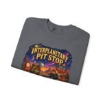 Interplanetary Pit Stop Crewneck Sweatshirt — Retro Space Roadtrip Graphic