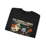 Halloween Alien Crewneck Sweatshirt — “The Doorbell Works in Zero Gravity” Cute Spooky Graphic