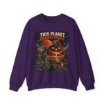 Halloween Astronaut Sweatshirt — "This Planet Carves Itself" Vintage Horror Crewneck