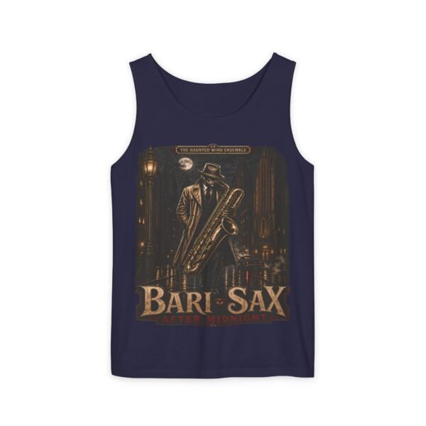 Bari-Sax Vintage Jazz Tank Top — Retro Saxophonist Graphic Music Tee