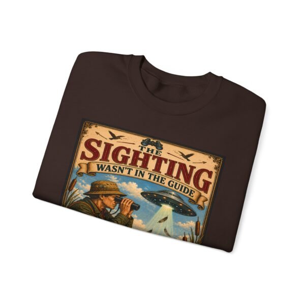 Birdwatching Crewneck Sweatshirt — “The Sighting Wasn’t in the Guide” Vintage Nature Graphic