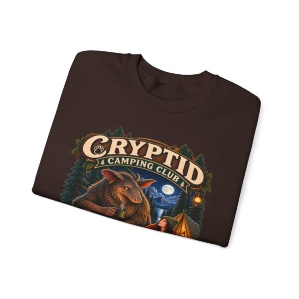 Cryptid Camping Club Sweatshirt — 'We Share the Campsite Now' Cozy Crewneck