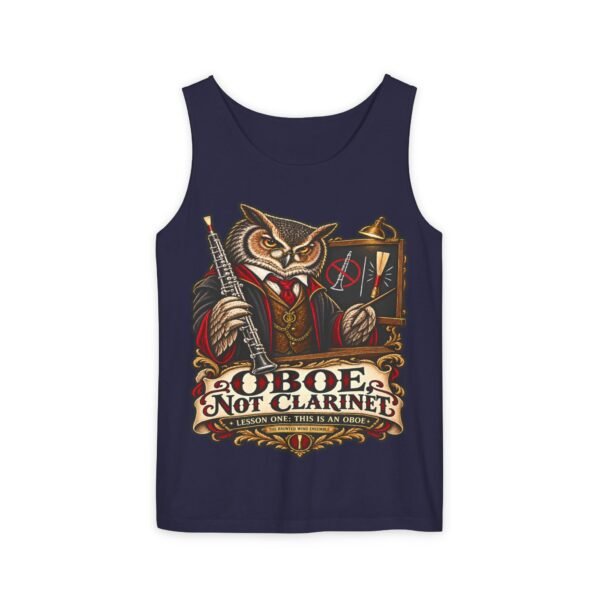 Clarinet Tank Top — "OBOE, Not Clarinet" Owl Musician Graphic Tank