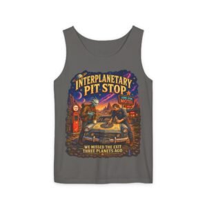 Interplanetary Pit Stop Tank Top — Retro Space Road Trip Graphic