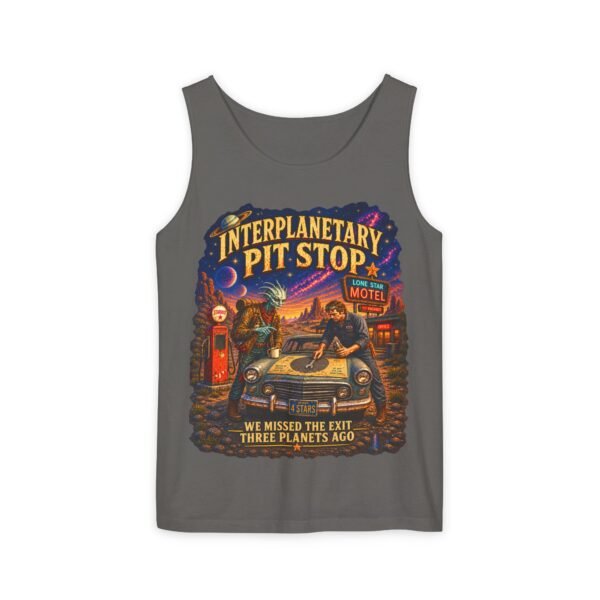 Interplanetary Pit Stop Tank Top — Retro Space Road Trip Graphic