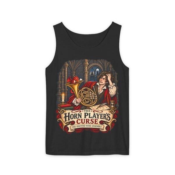Horn Player's Curse Tank Top — Gothic Horn Music Graphic Tee