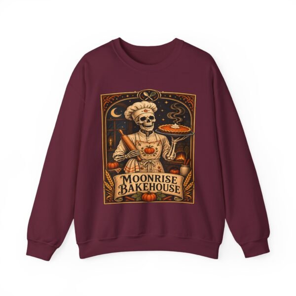 Moonrise Bakehouse Sweatshirt — Halloween Skeleton Baker Pullover