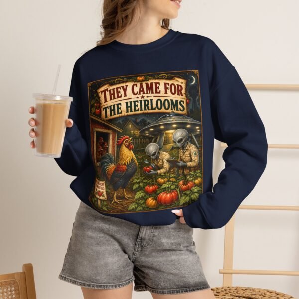 They Came For The Heirlooms Crewneck Sweatshirt — Vintage Garden Harvest Graphic