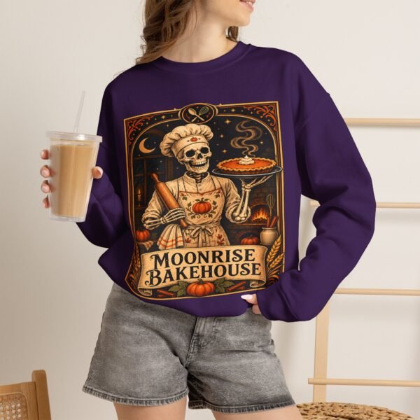 Moonrise Bakehouse Sweatshirt — Halloween Skeleton Baker Pullover