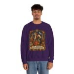 Midnight Groundskeeper Skeleton Gardener Crewneck Sweatshirt — Halloween Pumpkin Patch Graphic