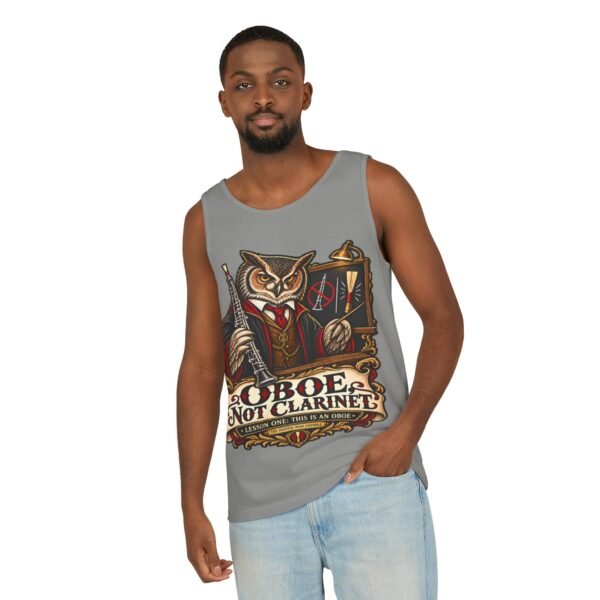 Clarinet Tank Top — "OBOE, Not Clarinet" Owl Musician Graphic Tank