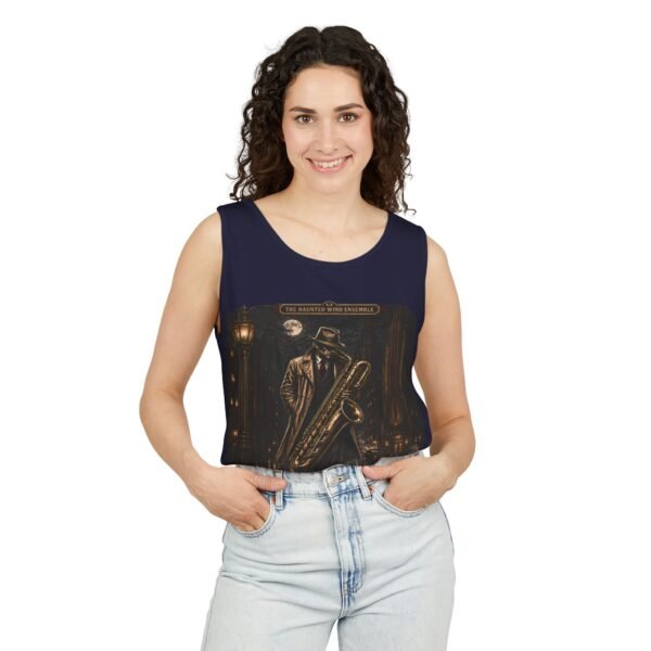 Bari-Sax Vintage Jazz Tank Top — Retro Saxophonist Graphic Music Tee