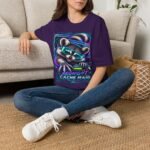 Midnight Cache Raid T‑Shirt — Neon Cyber Raccoon Graphic Tee