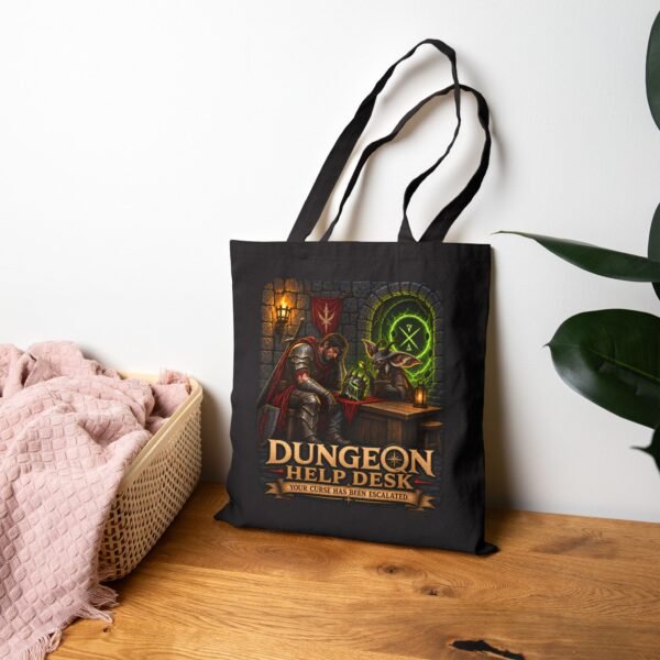 Dungeon Help Desk Tote Bag — Funny RPG Gamer Cotton Canvas Tote