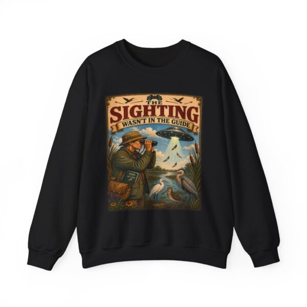 Birdwatching Crewneck Sweatshirt — “The Sighting Wasn’t in the Guide” Vintage Nature Graphic