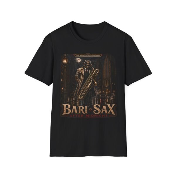 Bari-Sax Jazz T-Shirt — Vintage Haunted Jazzman Graphic Tee