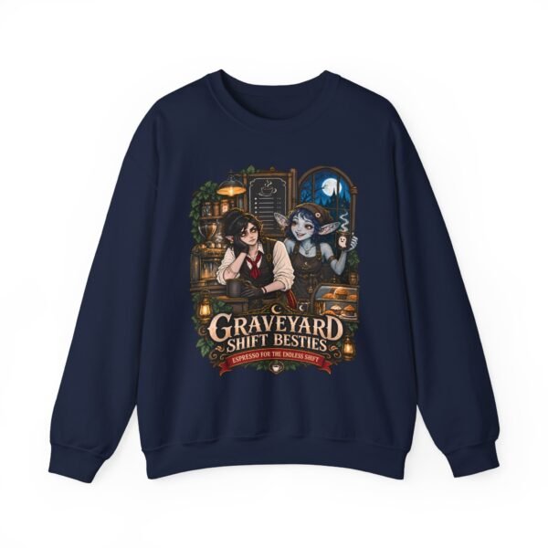 Graveyard Shift Besties Crewneck Sweatshirt — Cute Goth Friendship Graphic